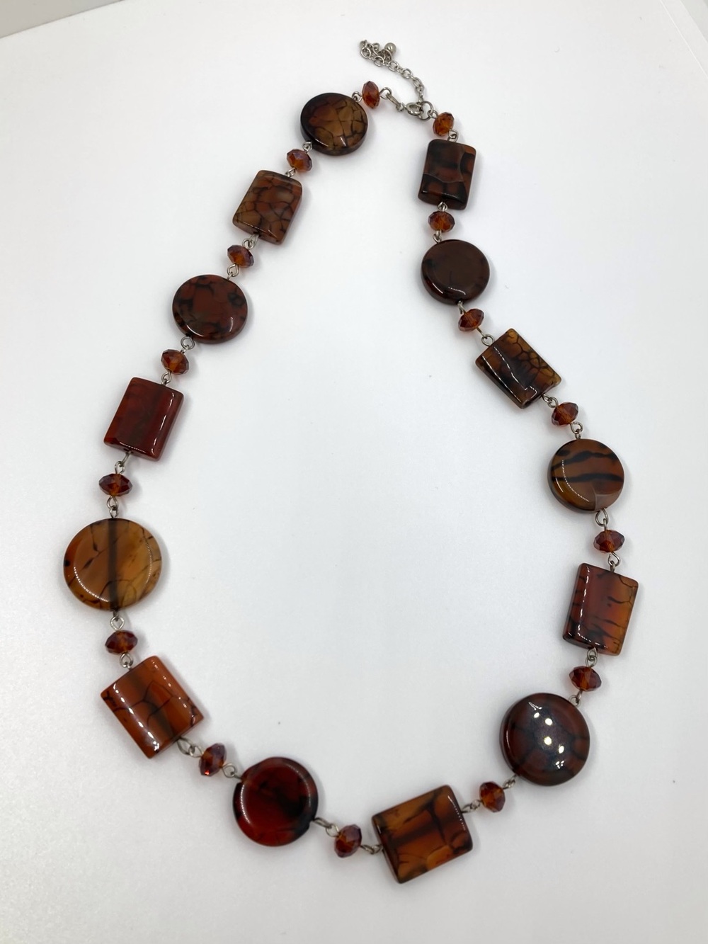Stunning Brown Semiprecious Gemstones and Small Faceted Bead Necklace Agate